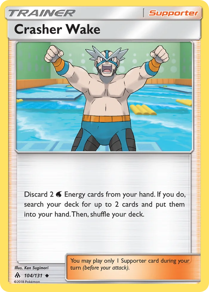 Crasher Wake #104 Forbidden Light Pokemon card