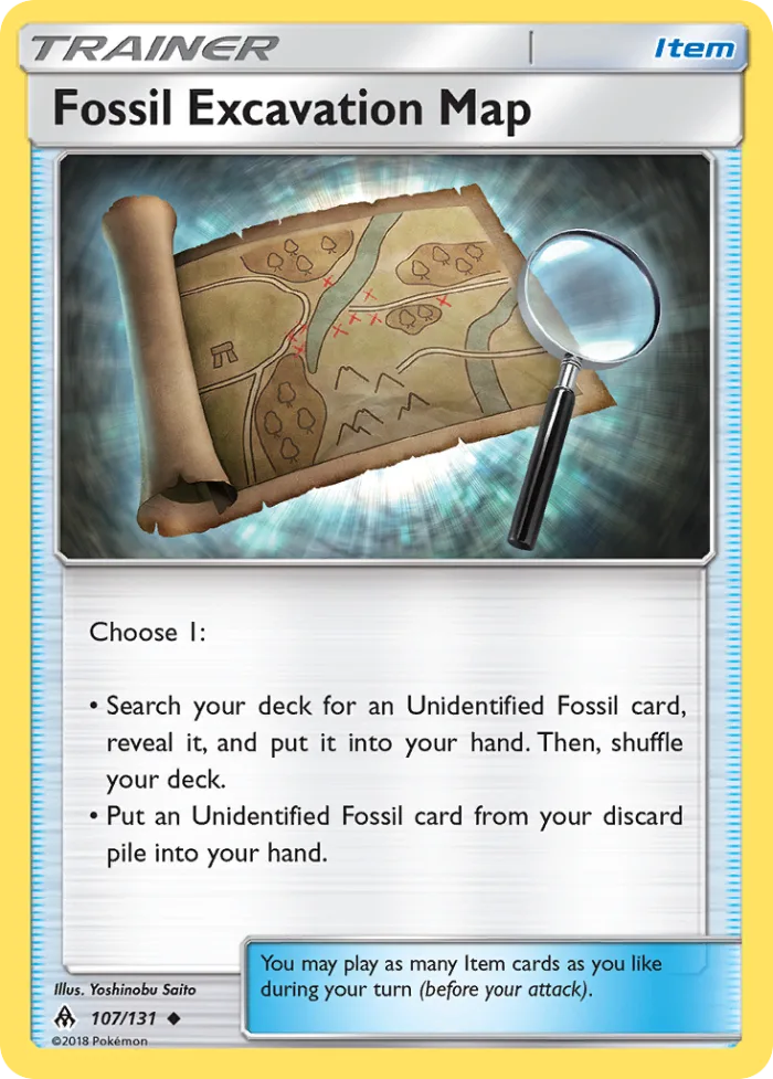 Fossil Excavation Map #107 Forbidden Light Pokemon card