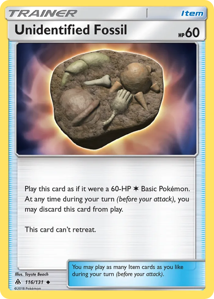 Unidentified Fossil #116 Forbidden Light Pokemon card