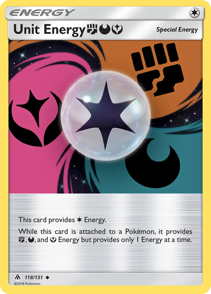 Unit Energy FightingDarknessFairy #118 Forbidden Light Pokemon card