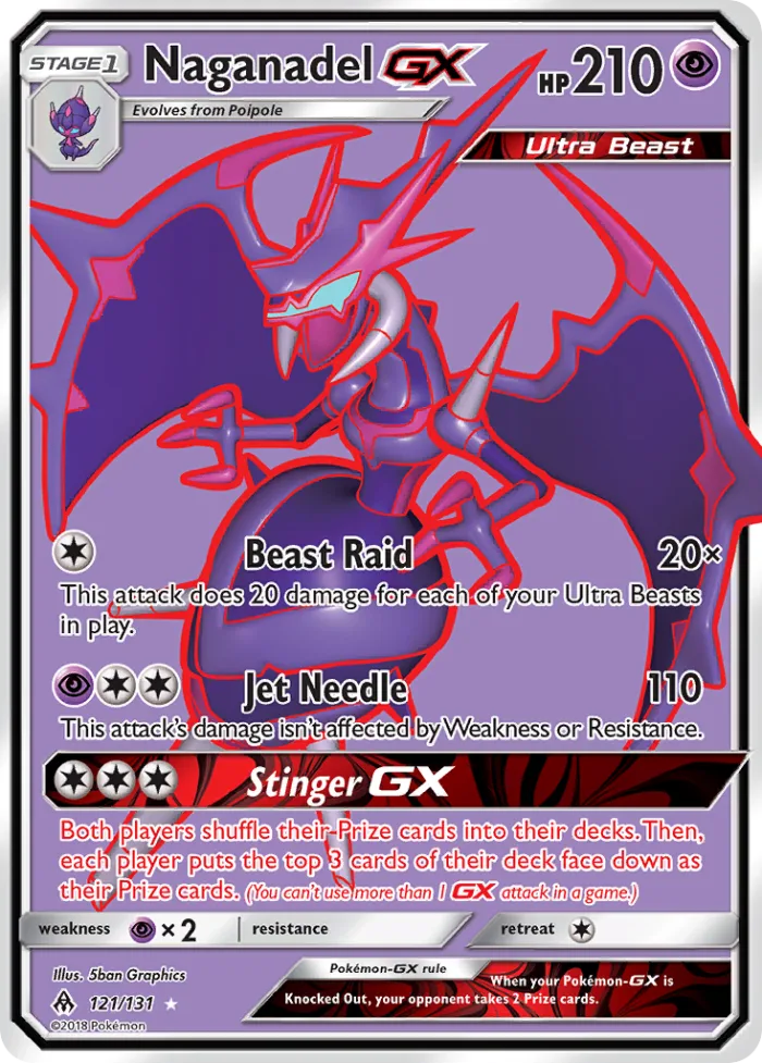 Naganadel-GX #121 Forbidden Light Pokemon card