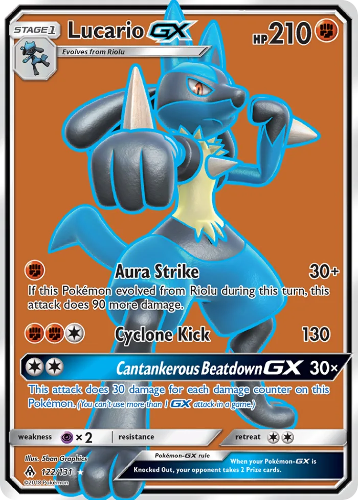Lucario-GX #122 Forbidden Light Pokemon card
