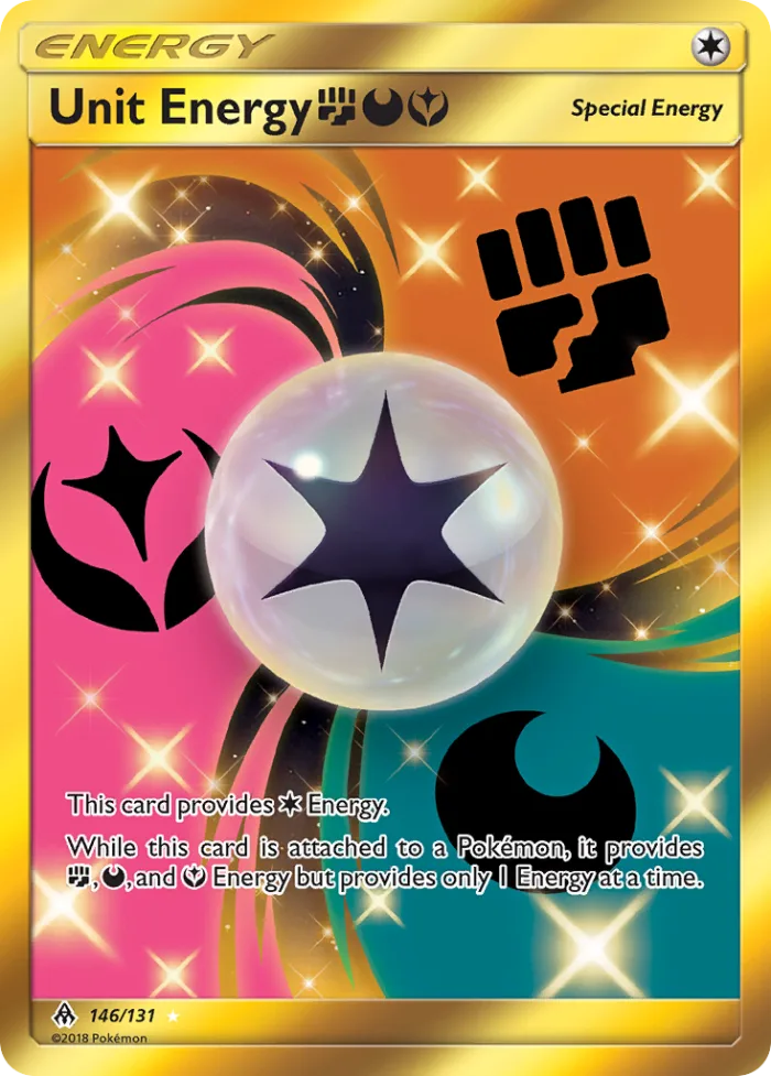 Unit Energy FightingDarknessFairy #146 Forbidden Light Pokemon card