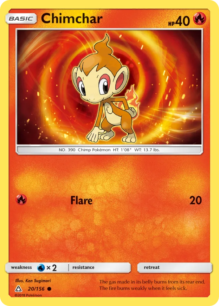 Chimchar #20 Ultra Prism Pokemon card