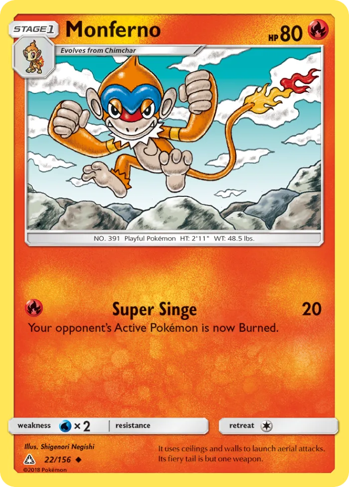 Monferno #22 Ultra Prism Pokemon card