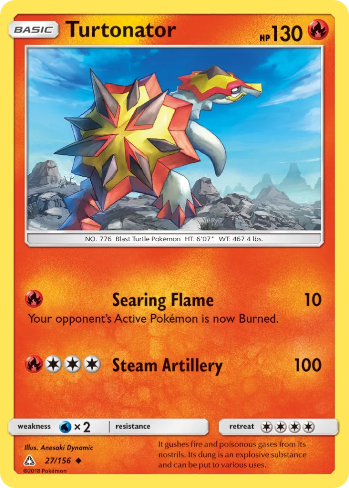 Turtonator #27 Ultra Prism Pokemon card