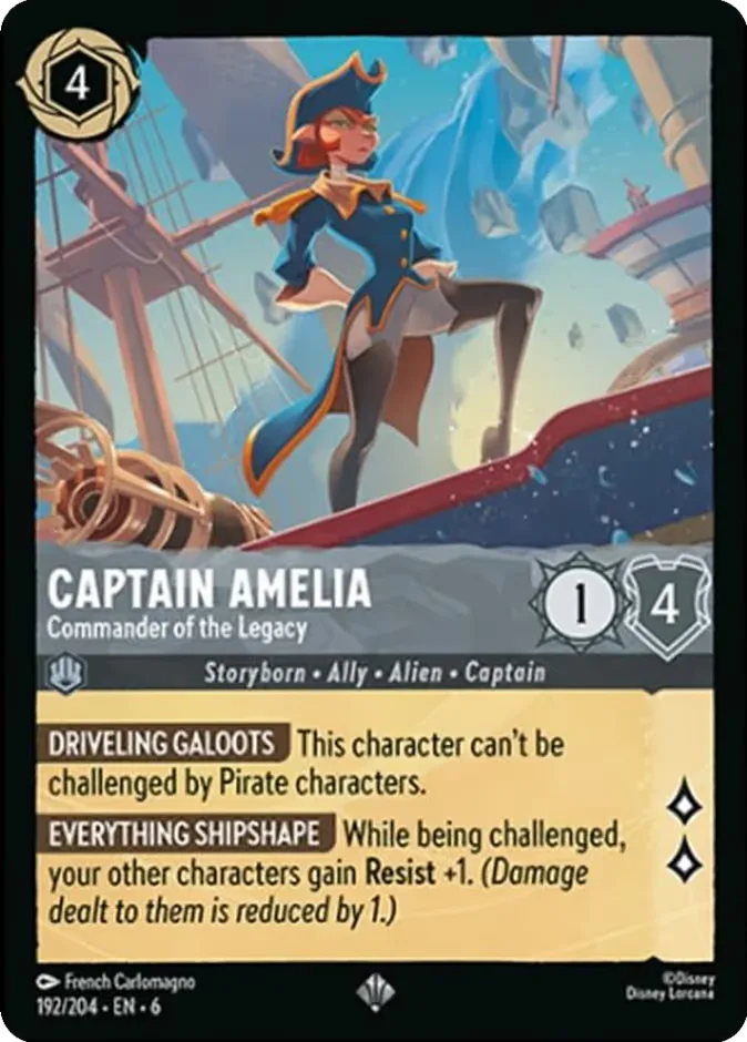 Captain Amelia #192 Azurite Sea Disney Lorcana card