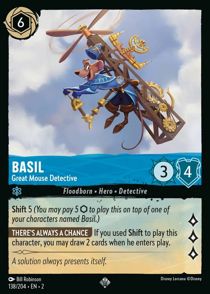 Basil #138 Rise of the Floodborn Disney Lorcana card
