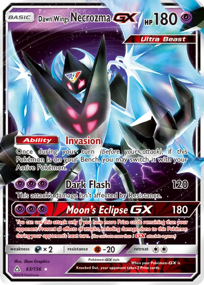 Dawn Wings Necrozma-GX #63 Ultra Prism Pokemon card