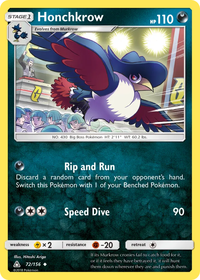 Honchkrow #72 Ultra Prism Pokemon card