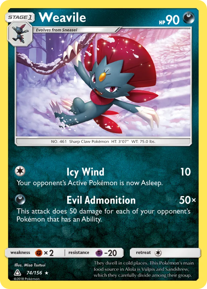 Weavile #74 Ultra Prism Pokemon card