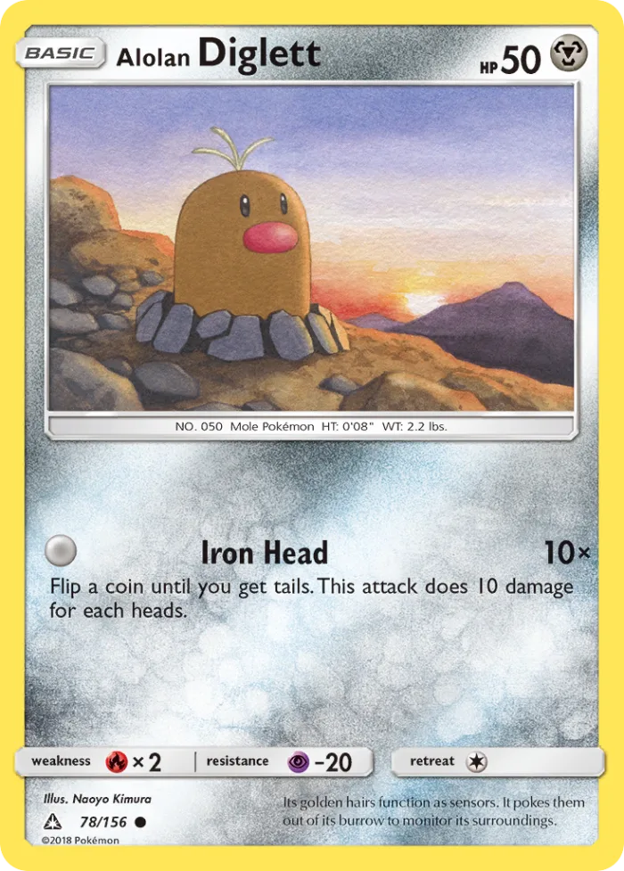 Alolan Diglett #78 Ultra Prism Pokemon card