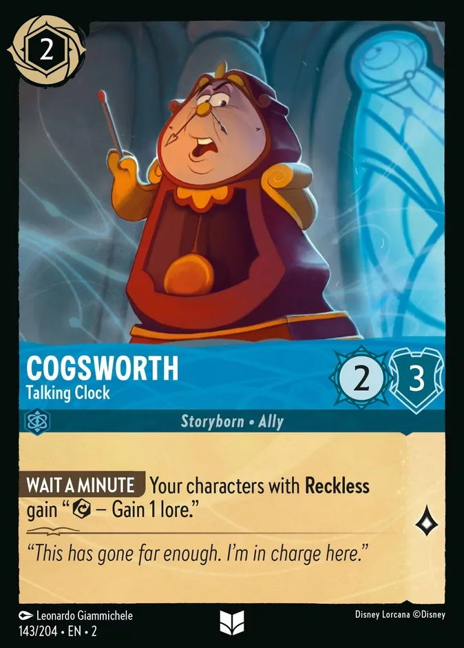Cogsworth #143 Rise of the Floodborn Disney Lorcana card