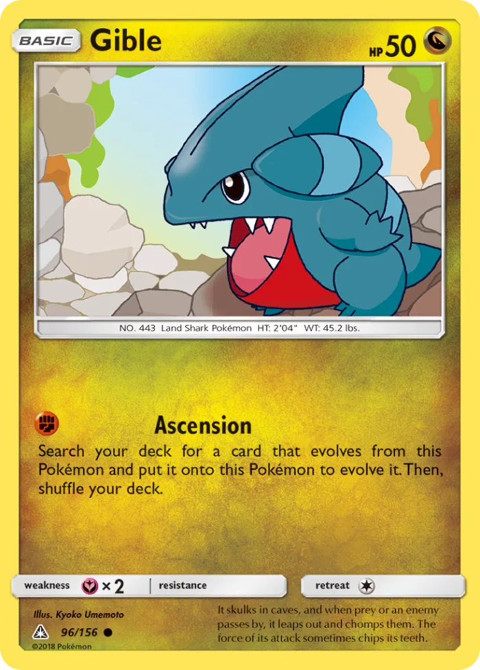 Gible #96 Ultra Prism Pokemon card