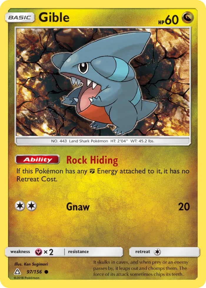 Gible #97 Ultra Prism Pokemon card