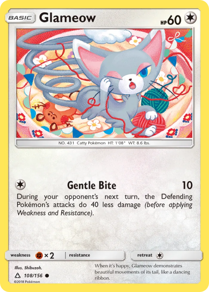 Glameow #108 Ultra Prism Pokemon card