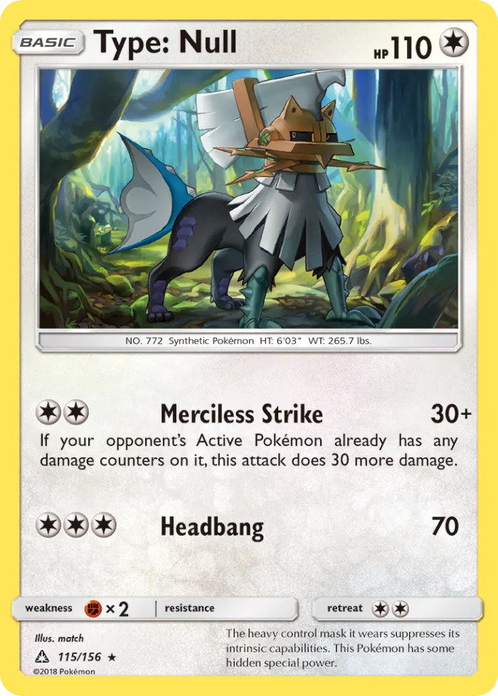 Type: Null #115 Ultra Prism Pokemon card