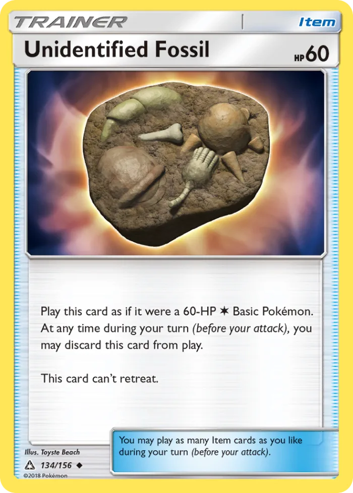 Unidentified Fossil #134 Ultra Prism Pokemon card