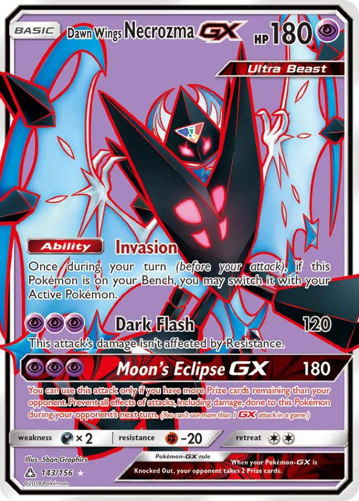 Dawn Wings Necrozma-GX #143 Ultra Prism Pokemon card
