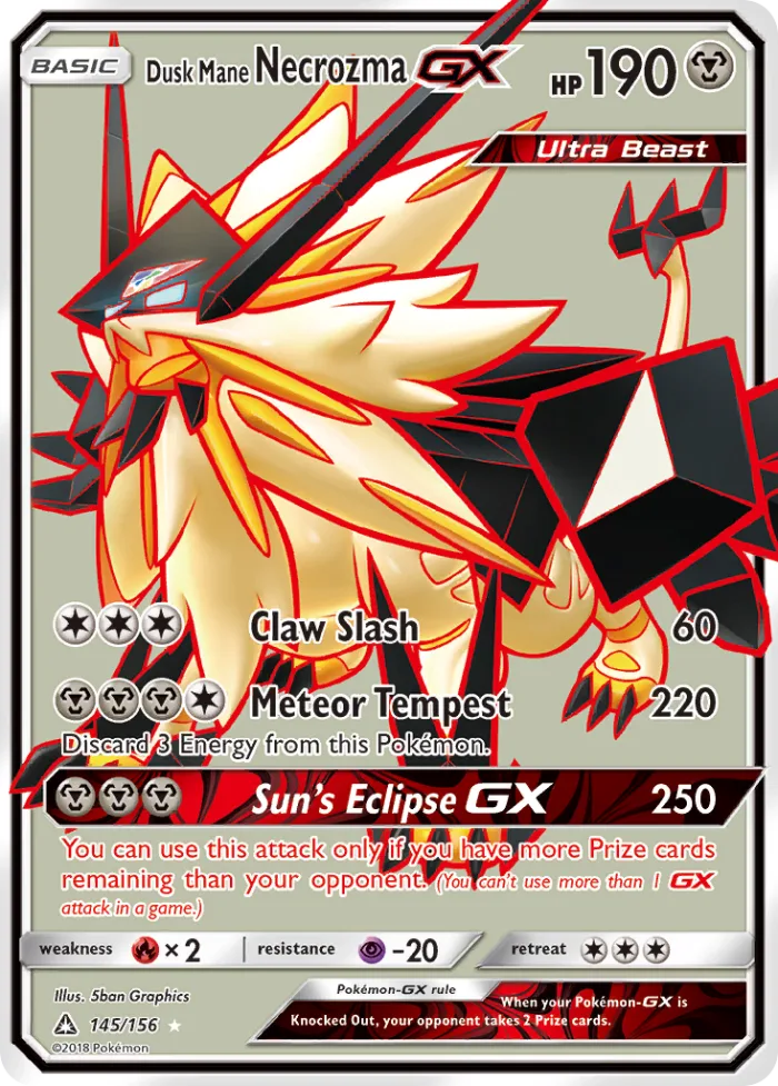 Dusk Mane Necrozma-GX #145 Ultra Prism Pokemon card