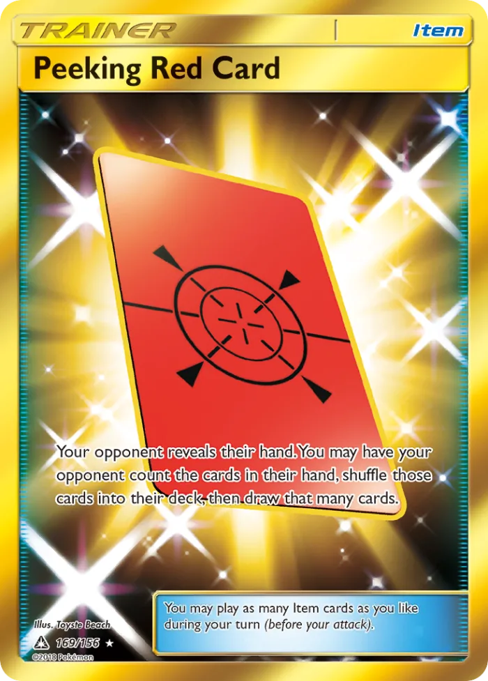 Peeking Red Card #169 Ultra Prism Pokemon card