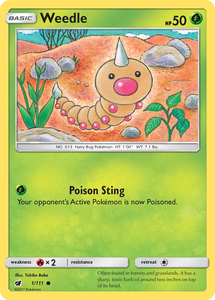 Weedle #1 Crimson Invasion Pokemon card