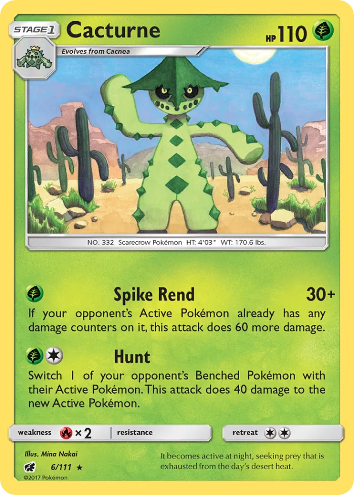 Cacturne #6 Crimson Invasion Pokemon card