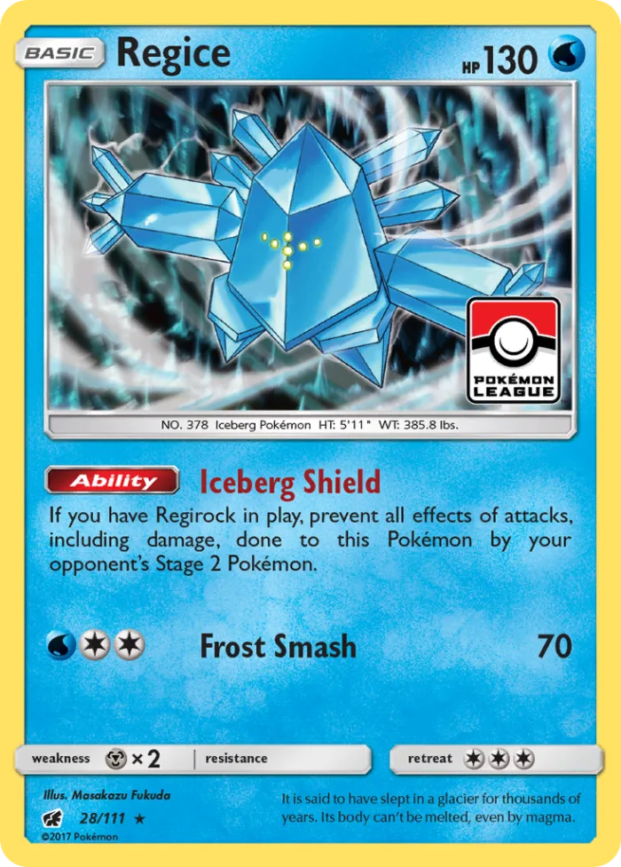 Regice #28 Crimson Invasion Pokemon card