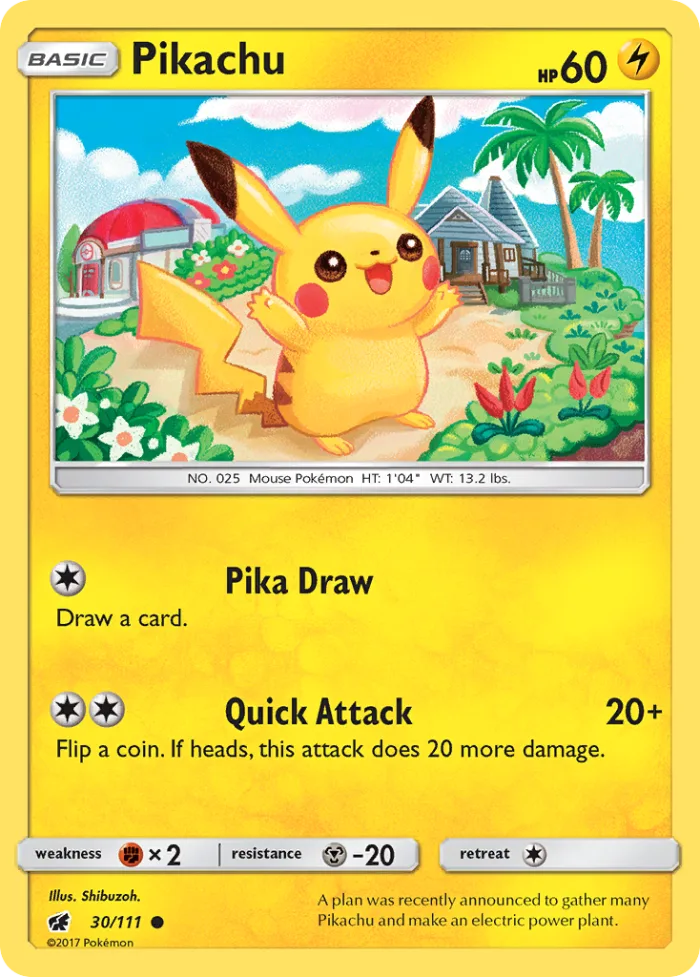 Pikachu #30 Crimson Invasion Pokemon card
