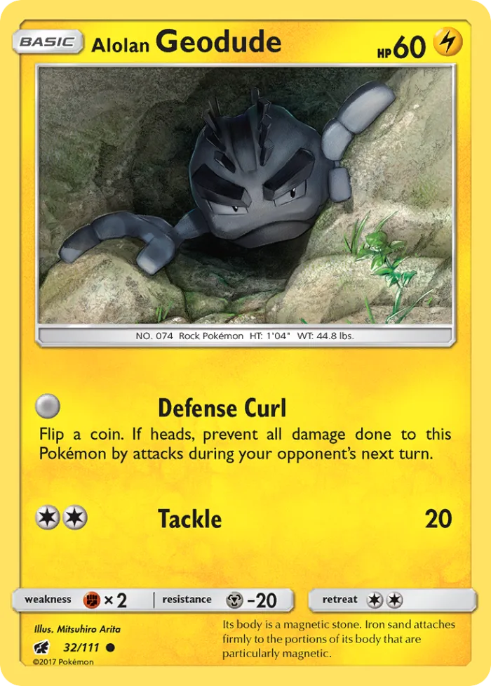 Alolan Geodude #32 Crimson Invasion Pokemon card
