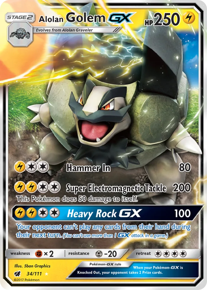 Alolan Golem-GX #34 Crimson Invasion Pokemon card
