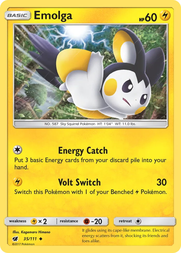 Emolga #35 Crimson Invasion Pokemon card