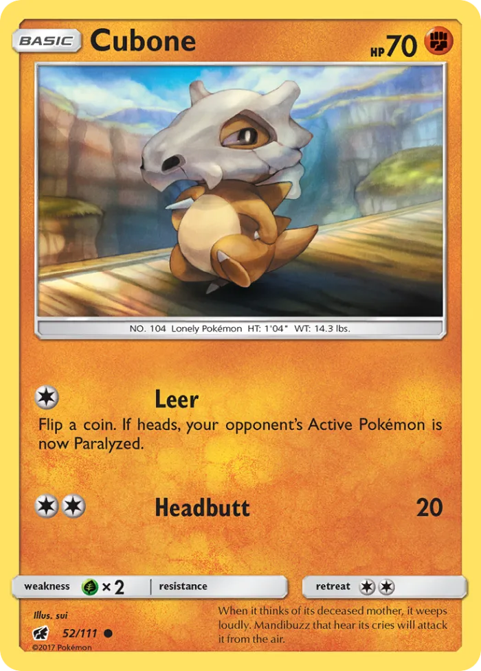 Cubone #52 Crimson Invasion Pokemon card