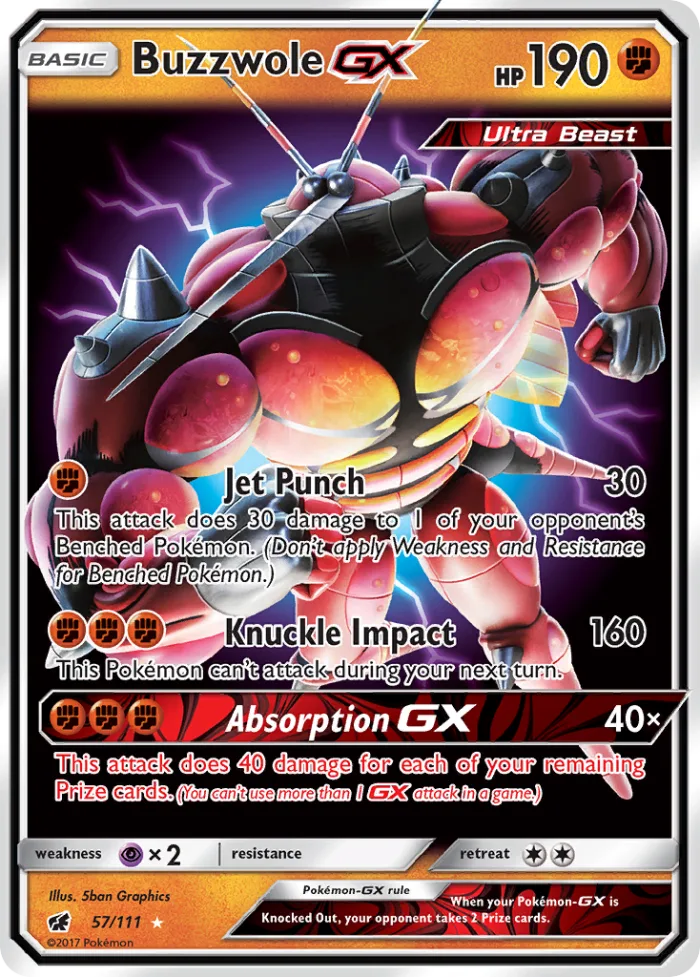 Buzzwole-GX #57 Crimson Invasion Pokemon card