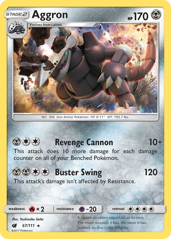 Aggron #67 Crimson Invasion Pokemon card
