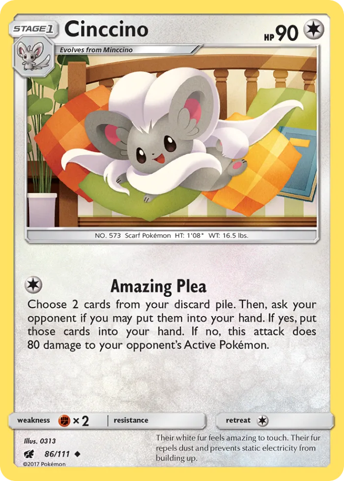 Cinccino #86 Crimson Invasion Pokemon card