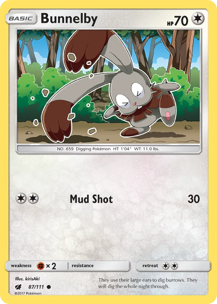 Bunnelby #87 Crimson Invasion Pokemon card