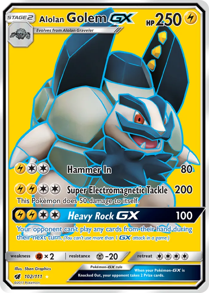 Alolan Golem-GX #102 Crimson Invasion Pokemon card