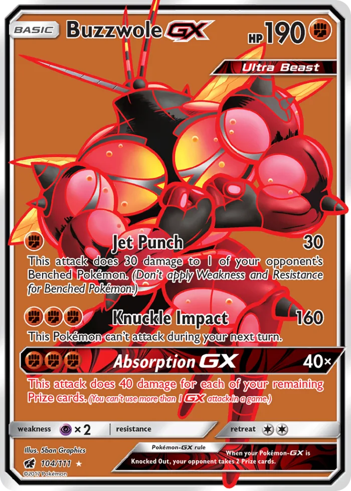 Buzzwole-GX #104 Crimson Invasion Pokemon card