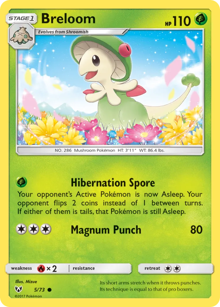 Breloom #5 Shining Legends Pokemon card