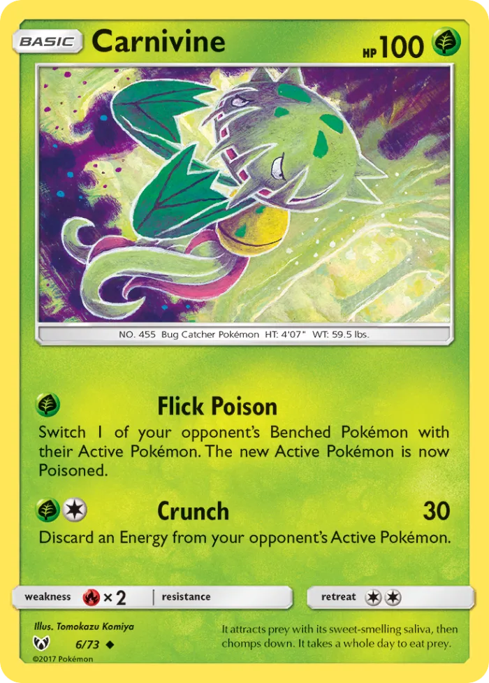 Carnivine #6 Shining Legends Pokemon card