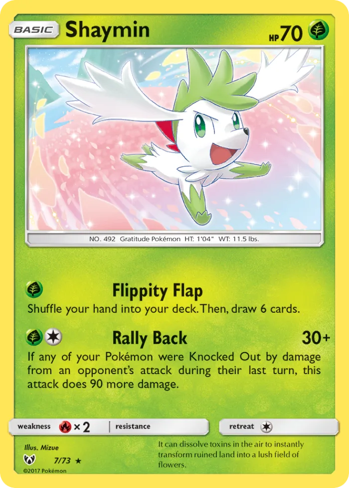 Shaymin #7 Shining Legends Pokemon card