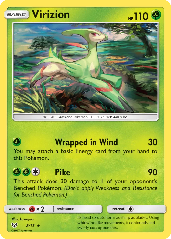 Virizion #8 Shining Legends Pokemon card