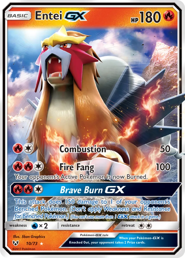 Entei-GX #10 Shining Legends Pokemon card