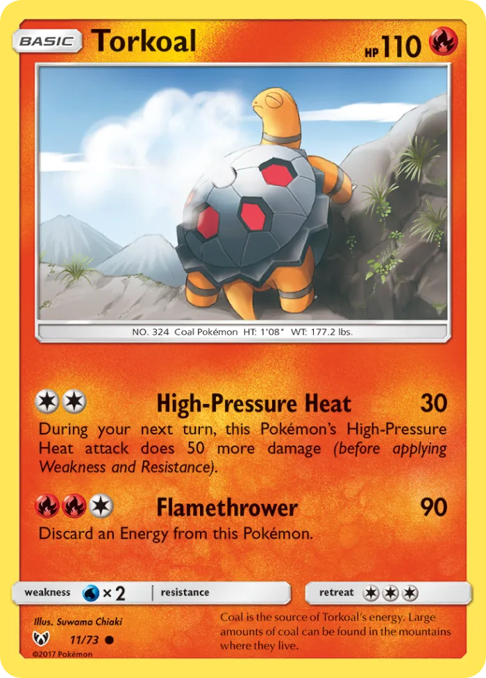 Torkoal #11 Shining Legends Pokemon card