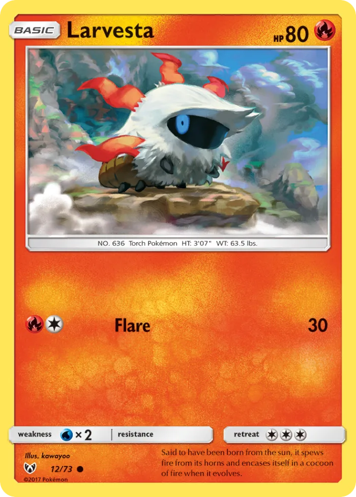 Larvesta #12 Shining Legends Pokemon card