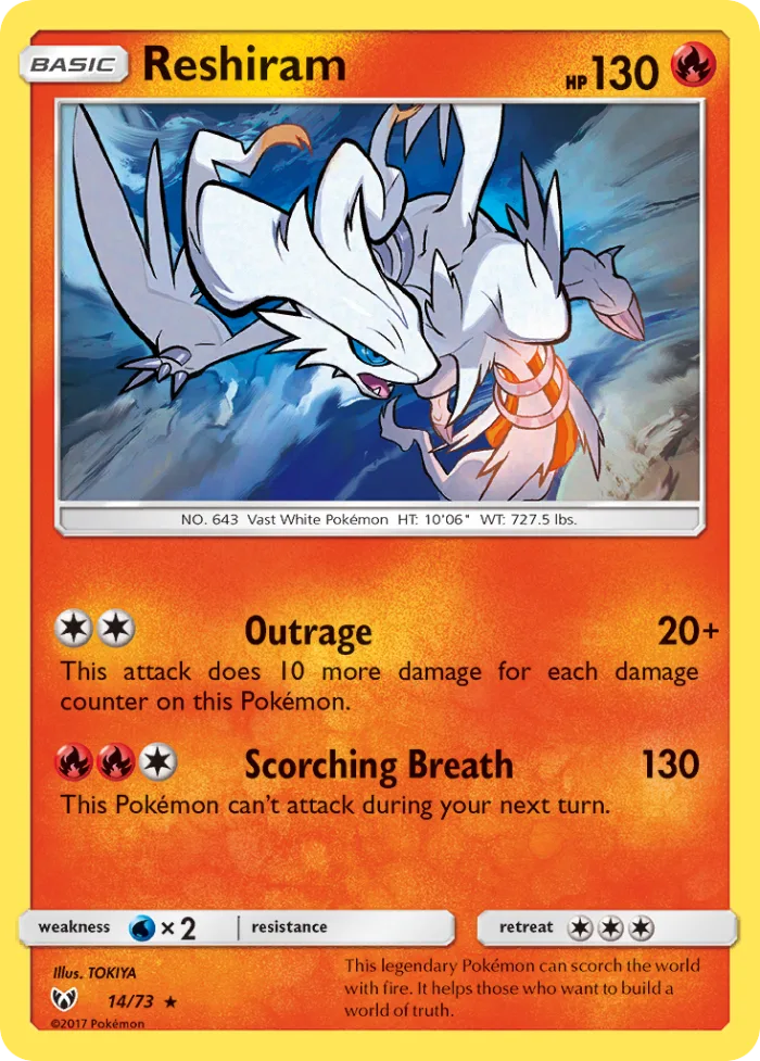 Reshiram #14 Shining Legends Pokemon card