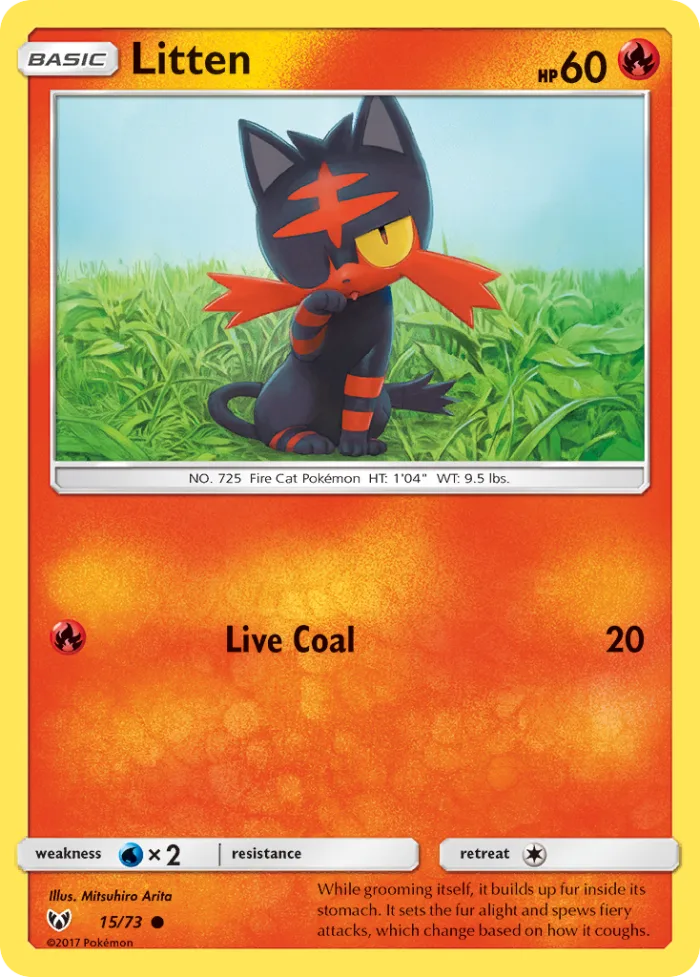 Litten #15 Shining Legends Pokemon card
