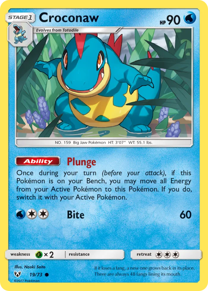 Croconaw #19 Shining Legends Pokemon card