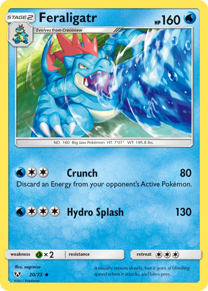 Feraligatr #20 Shining Legends Pokemon card